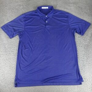 Peter Millar Polo Shirt Mens Large Blue Featherweight UPF Geometric Print Golf